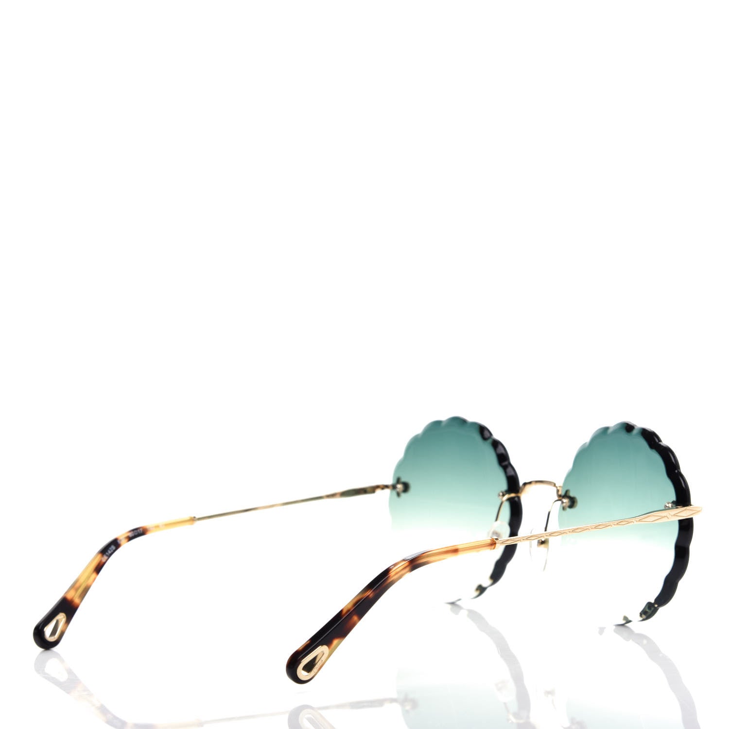 Chloe Rosie Bevelled Round Sunglasses CE142S Gold Gradient Green 4 of 9