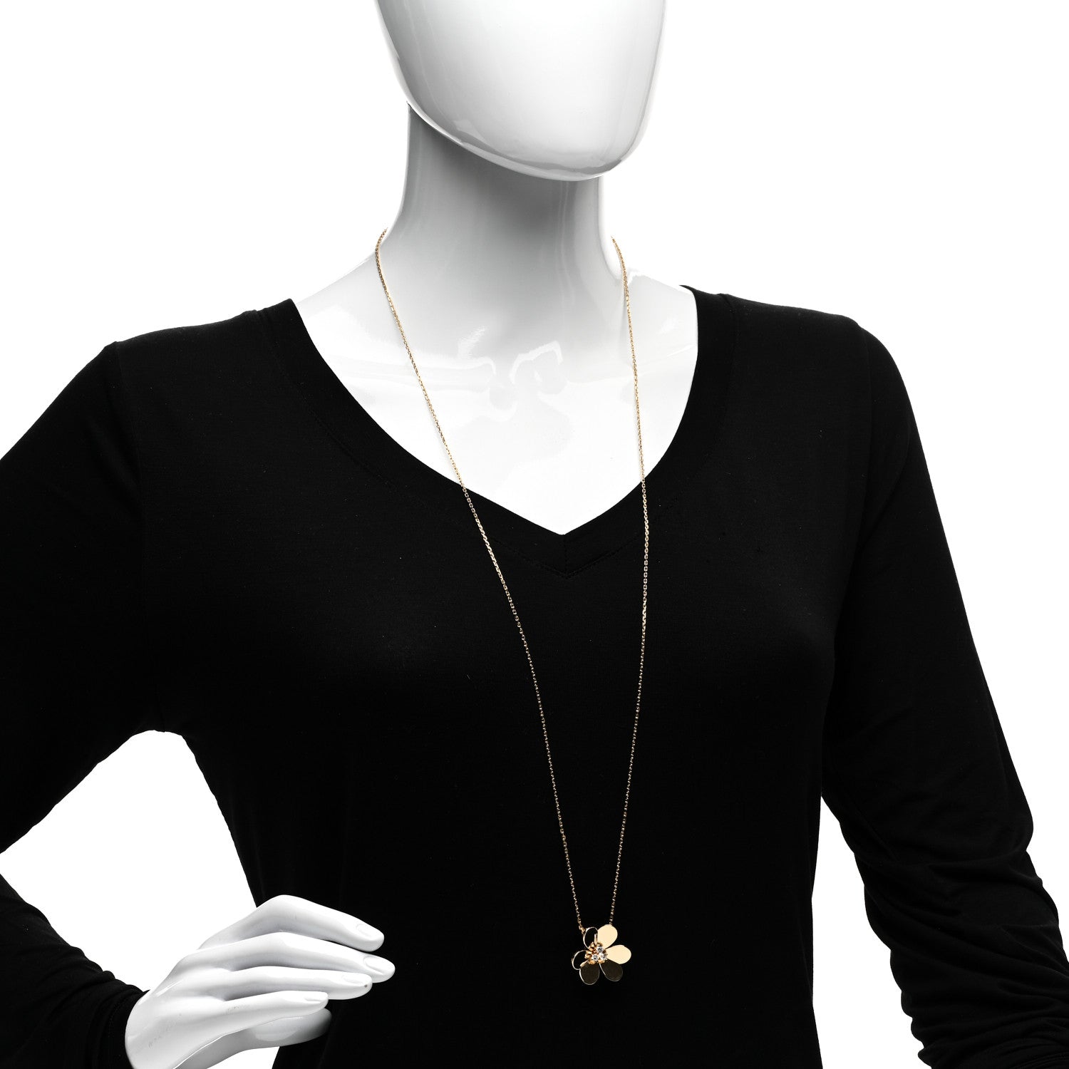 Van Cleef & Arpels 18K Yellow Gold Diamond Very Large Frivole Clip Pendant Necklace 2 of 6