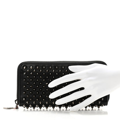 Christian Louboutin Calfskin Panettone Spiked Zip Around Wallet Black 2 of 13