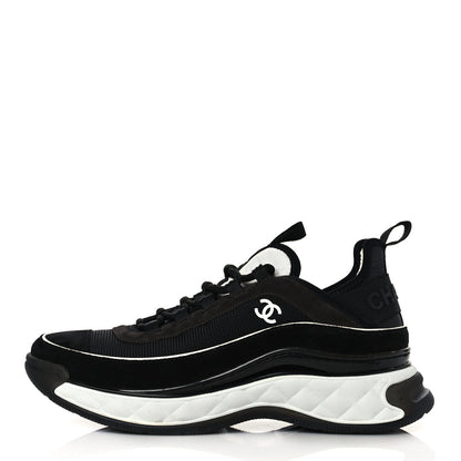 Chanel Velvet Calfskin Mixed Fibers CC Sneakers 41 Black 1 of 9