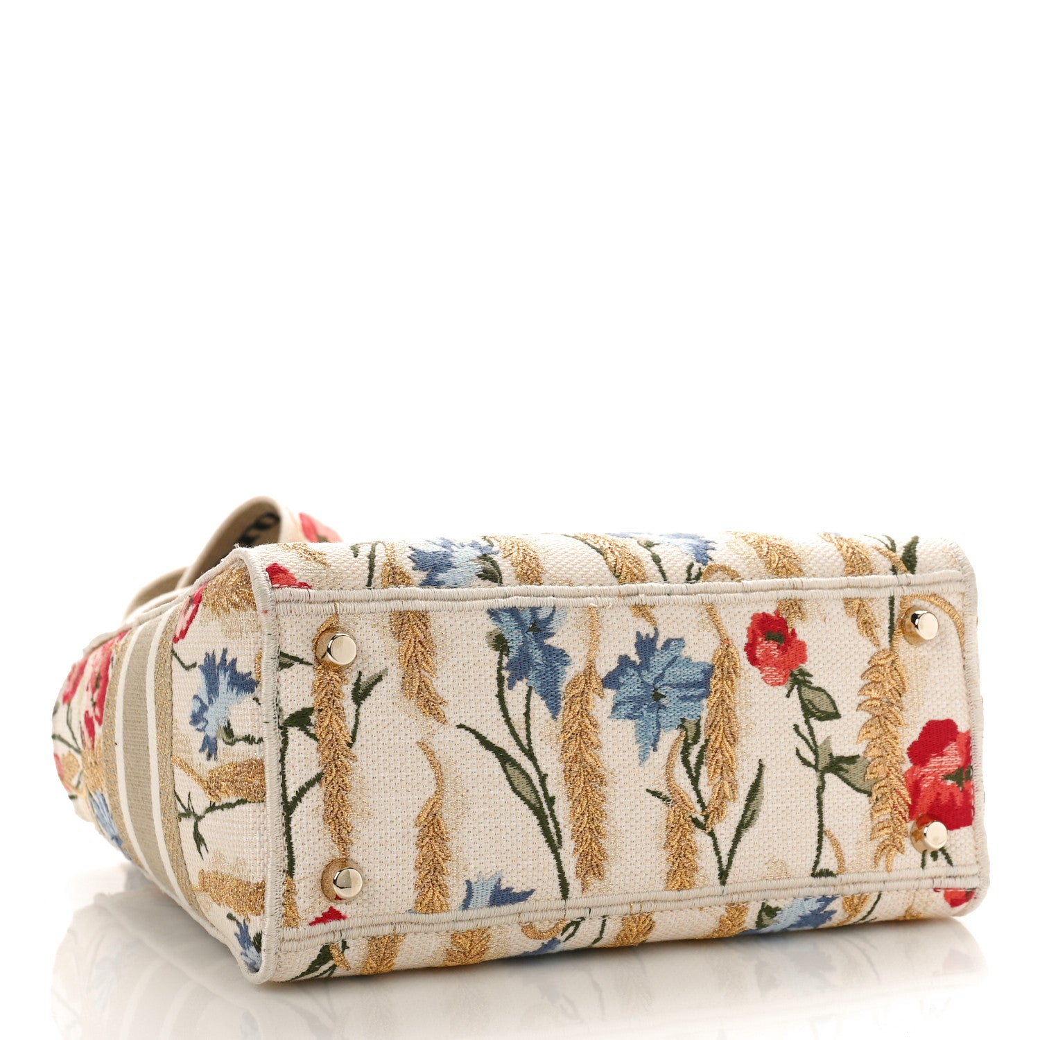 Christian Dior Canvas Embroidered Hibiscus Printed Medium Lady D-Lite Beige Multicolor 4 of 8
