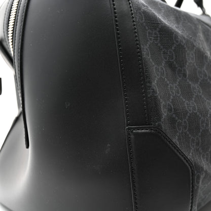 Gucci Soft GG Supreme Monogram Appia Calfskin Web Large Carry On Duffle Bag Black Grey 11 of 14
