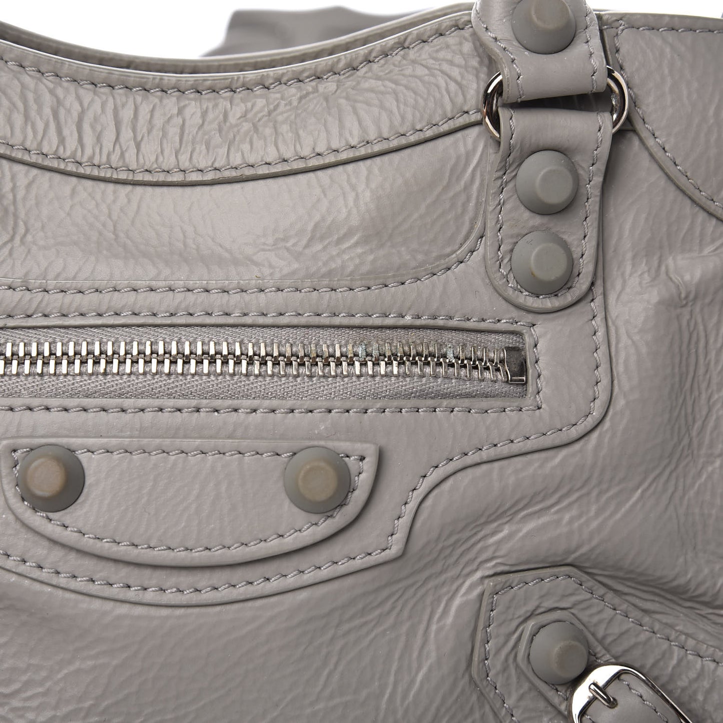 Matte Goatskin Rubber Covered Classic Hardware Mini City Gris Glace