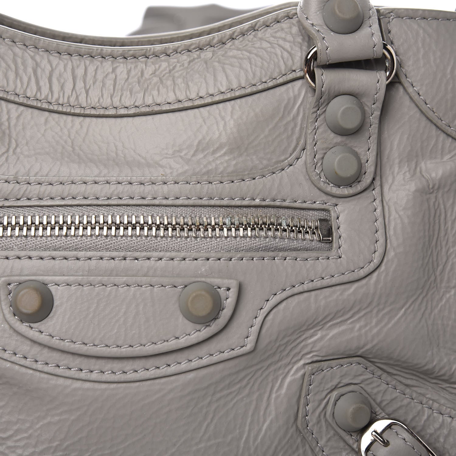 Balenciaga Matte Goatskin Rubber Covered Classic Hardware Mini City Gris Glace 9 of 14