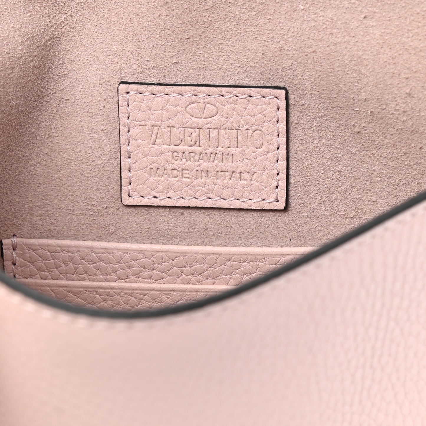 Pebbled Calfskin Medium Rockstud Envelope Flat Wristlet Pouch Water Rose