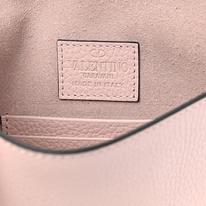 Valentino Garavani Pebbled Calfskin Medium Rockstud Envelope Flat Wristlet Pouch Water Rose 6 of 7