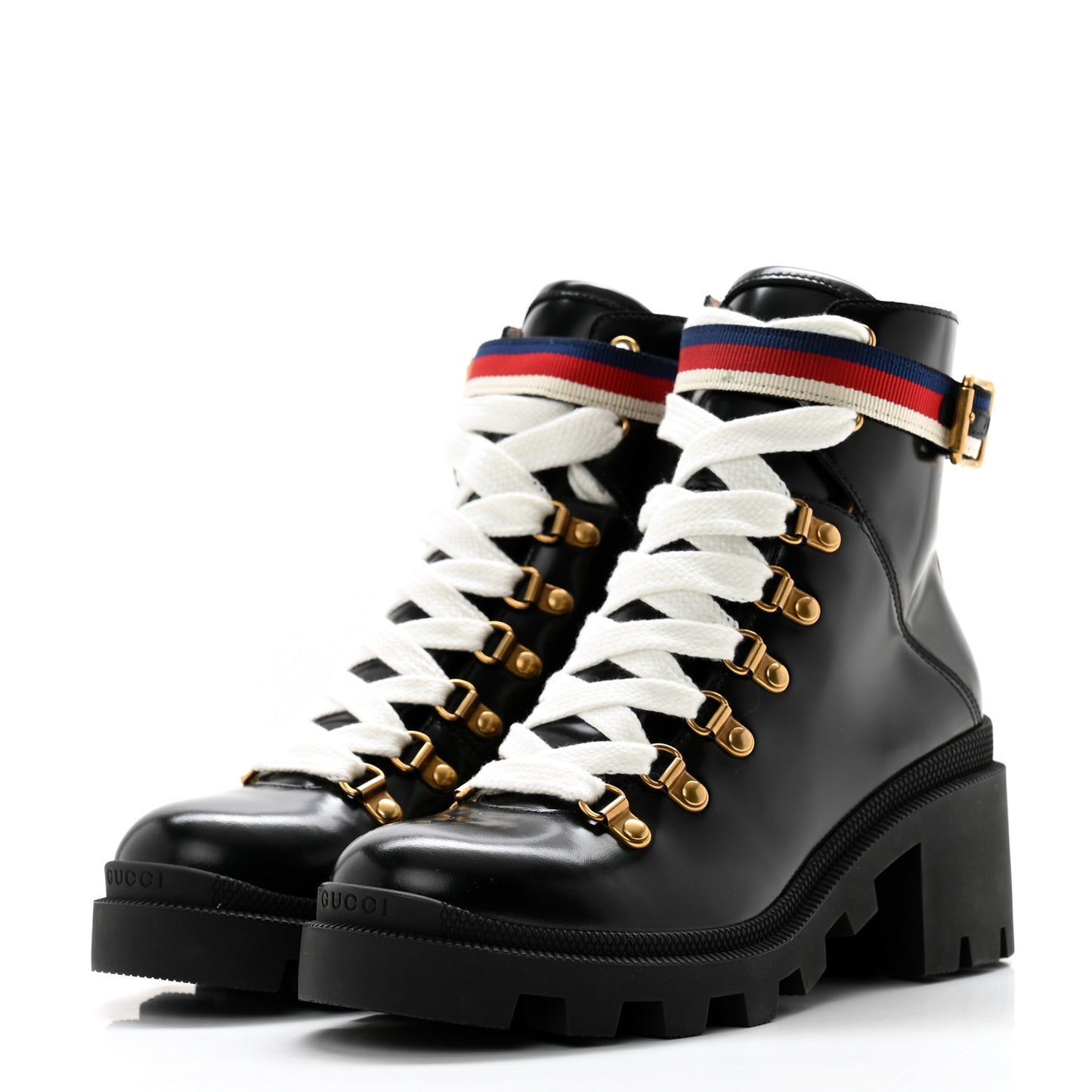 Calfskin Sylvie Web Womens Lace Up Combat Boots 37.5 Black
