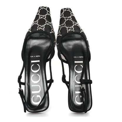 Gucci Tela Retino Kid Scamosciato Crystal GG Monogram Square Demi Ballet Flats 36 Black 2 of 9