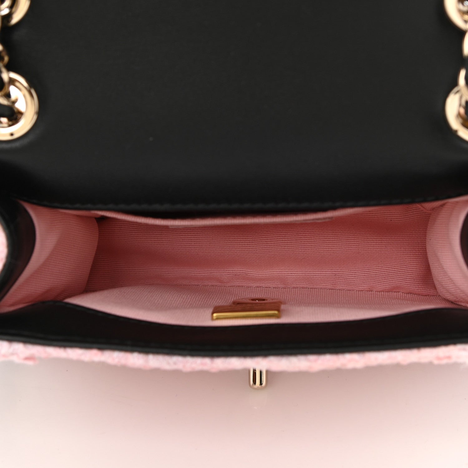 Chanel Tweed Braided Calfskin Mini My Own Frame Flap Pink Black 5 of 9