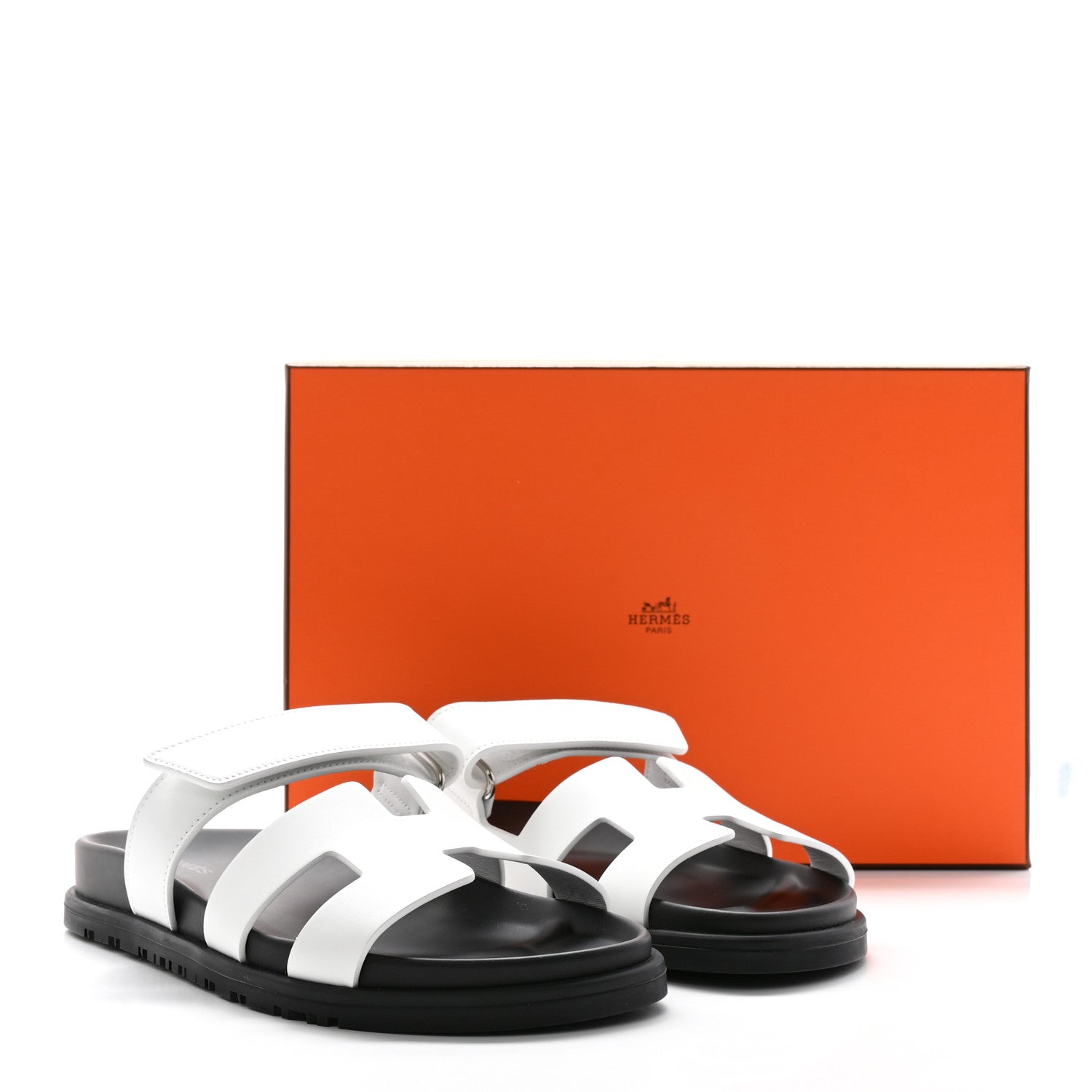 Hermes Calfskin Womens Chypre Sandals 37 White 10 of 10