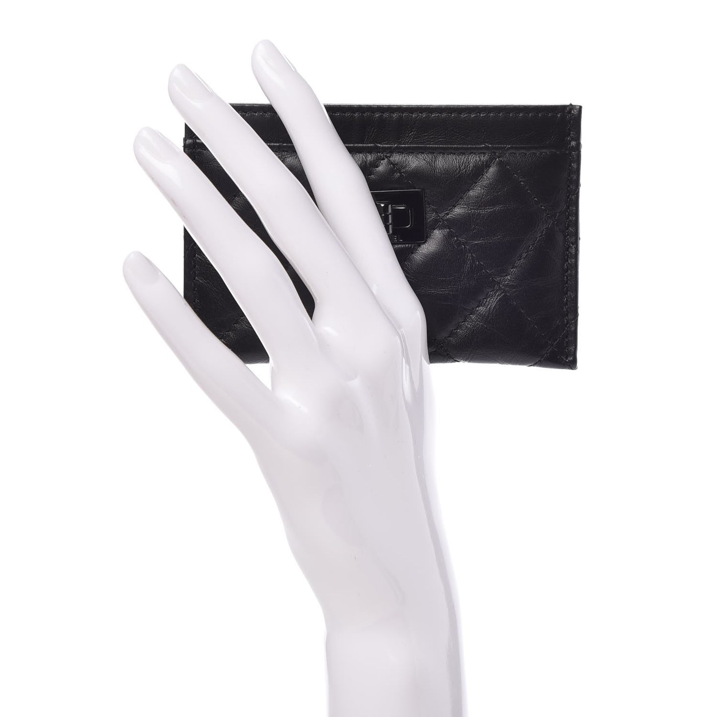 Aged Calfskin Quilted Reissue Card Holder So Black