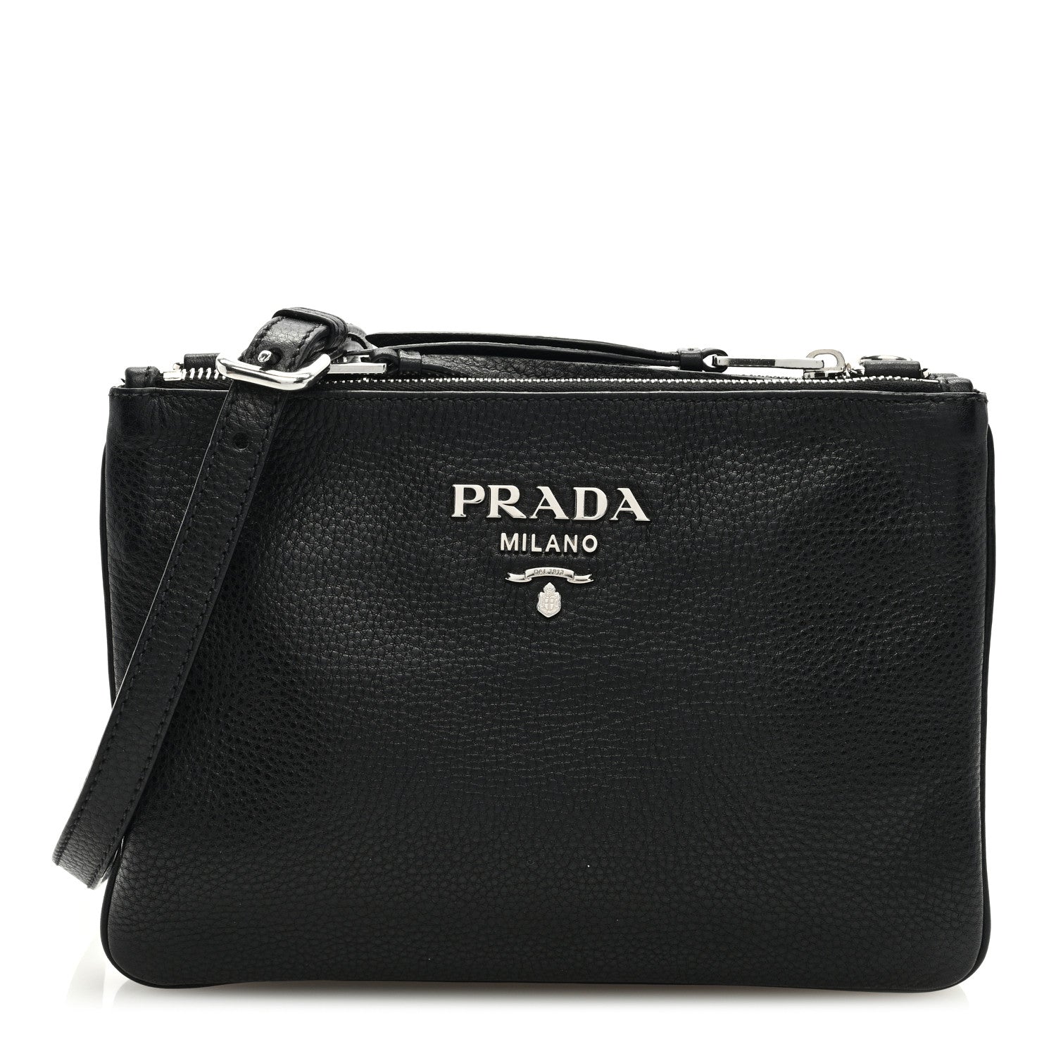 Prada Vitello Phenix Double Zip Crossbody Bag Black 1 of 11