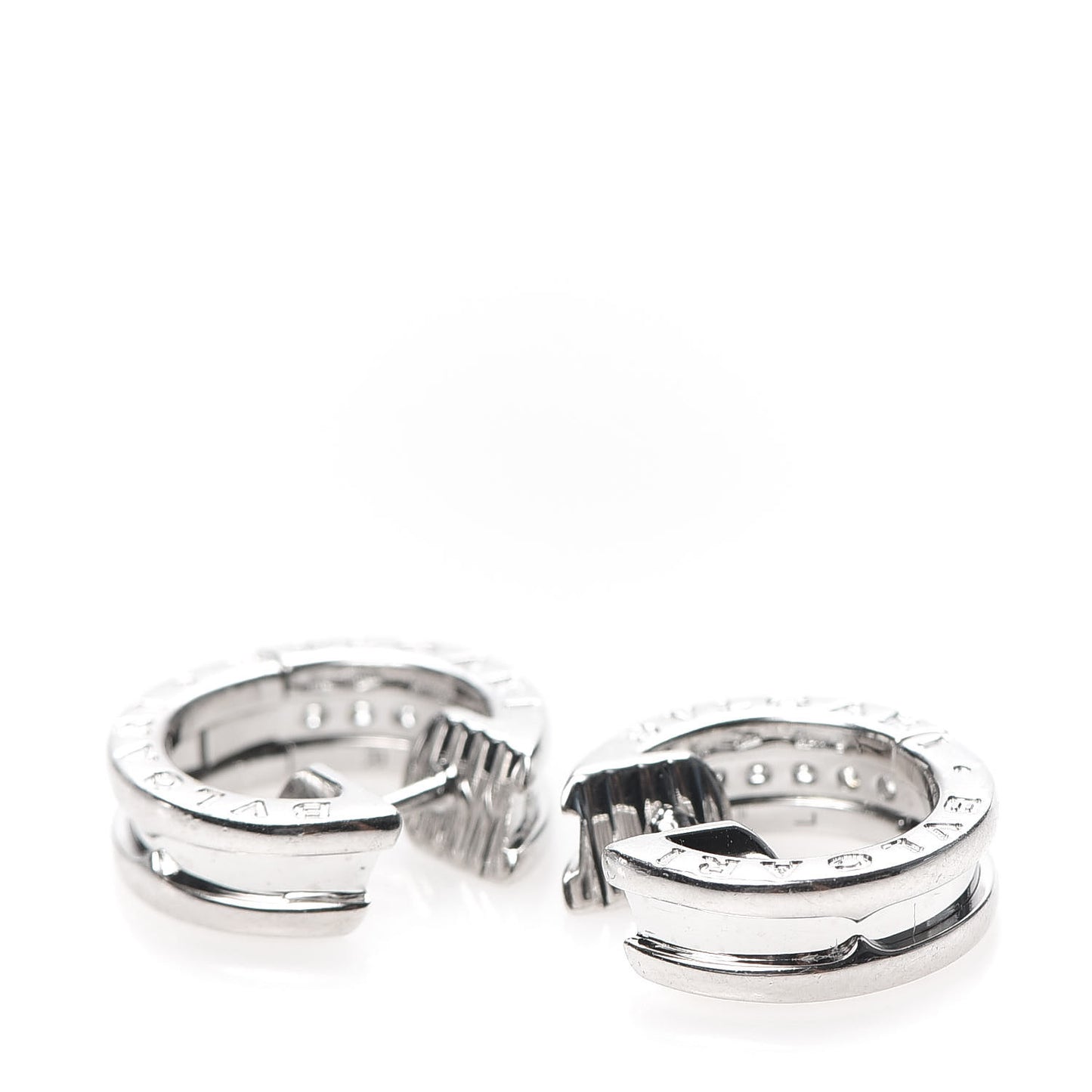 18K White Gold Diamond Small B.Zero1 Hoop Earrings