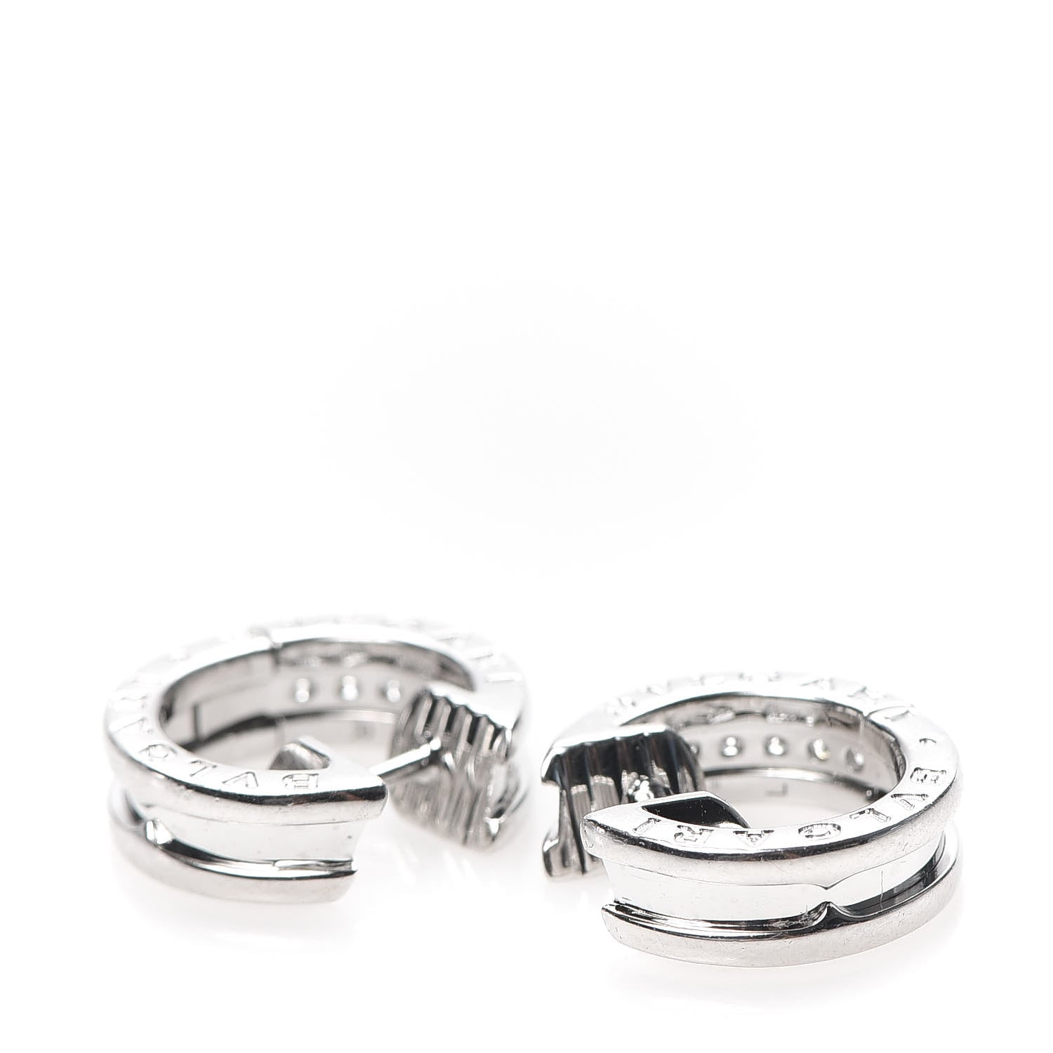 Bulgari 18K White Gold Diamond Small B.Zero1 Hoop Earrings 3 of 5