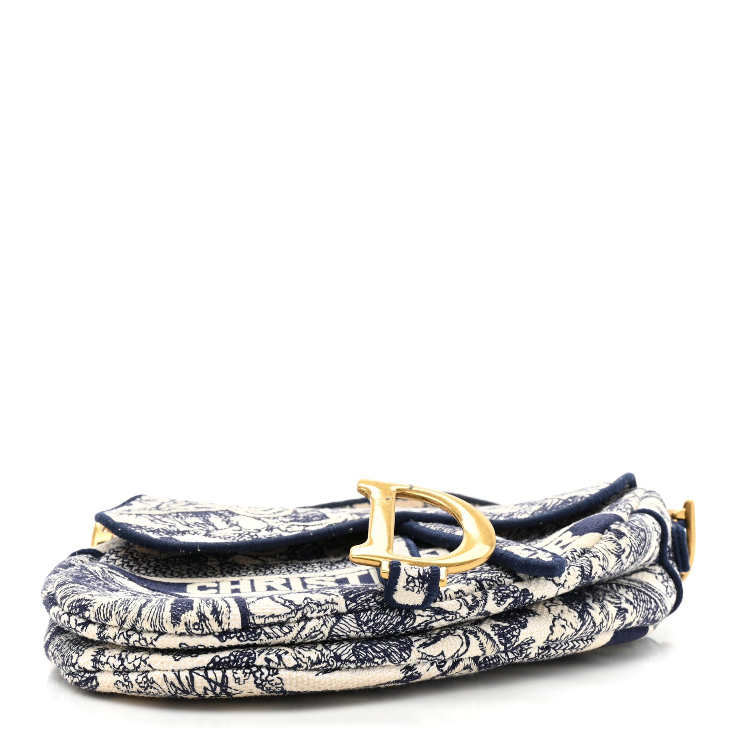 Christian Dior Canvas Embroidered Toile de Jouy Saddle Bag Blue 4 of 12