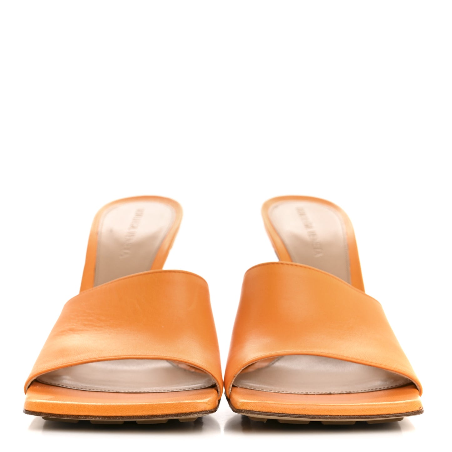 Lambskin Stretch 90mm Mule Sandals 39 Tangerine