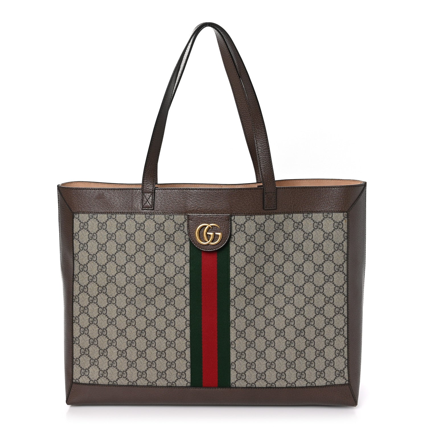 Gucci GG Supreme Monogram Web Ophidia Tote Brown 1 of 12