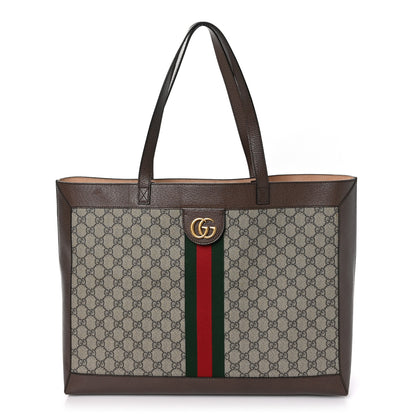 Gucci GG Supreme Monogram Web Ophidia Tote Brown 1 of 12