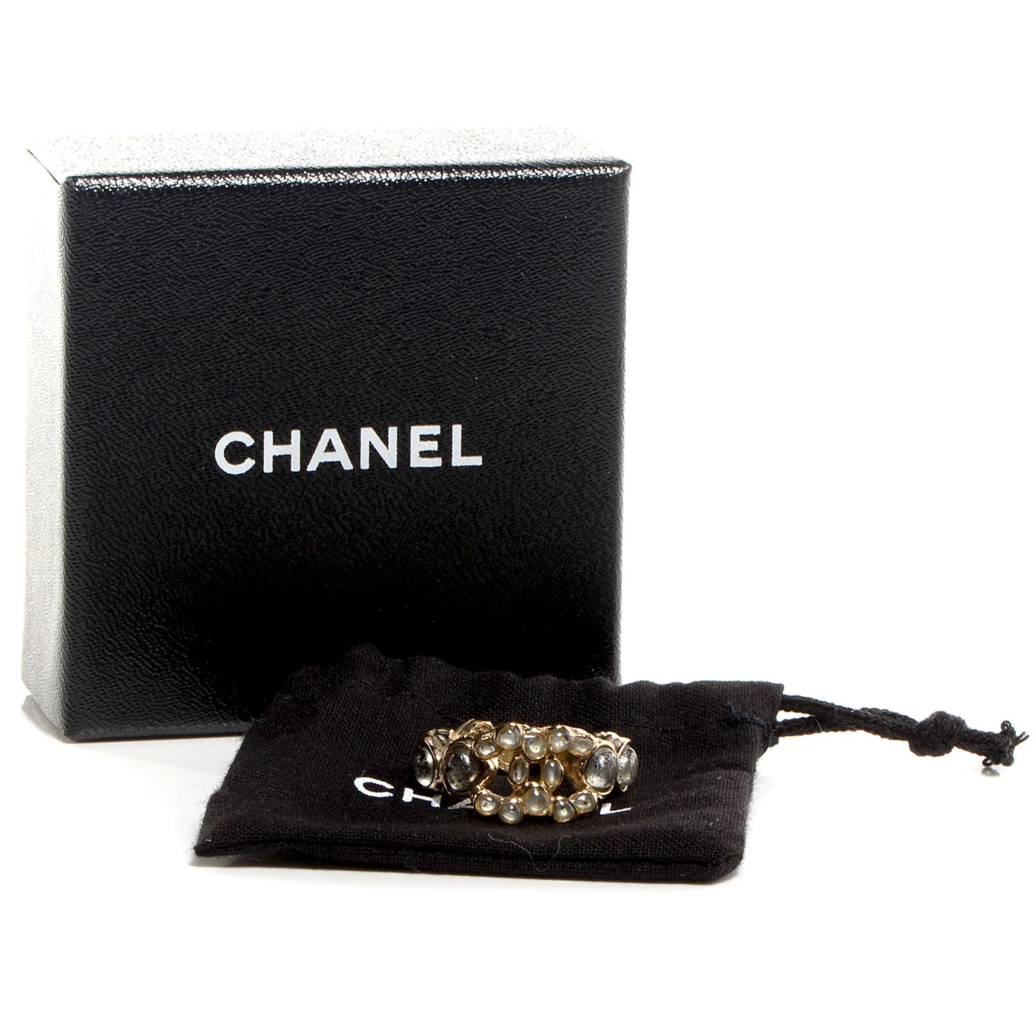 Chanel Poured Glass CC Ring 6 Gold 5 of 5