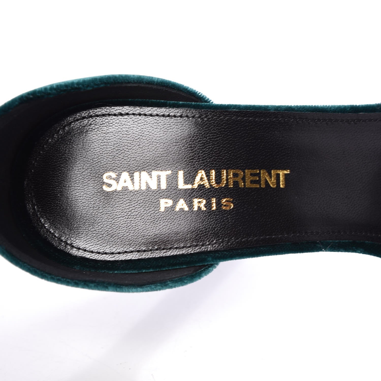 Saint Laurent Velvet Amber 105 Ankle Strap Sandals 35 Malachite 7 of 8