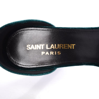 Saint Laurent Velvet Amber 105 Ankle Strap Sandals 35 Malachite 7 of 8