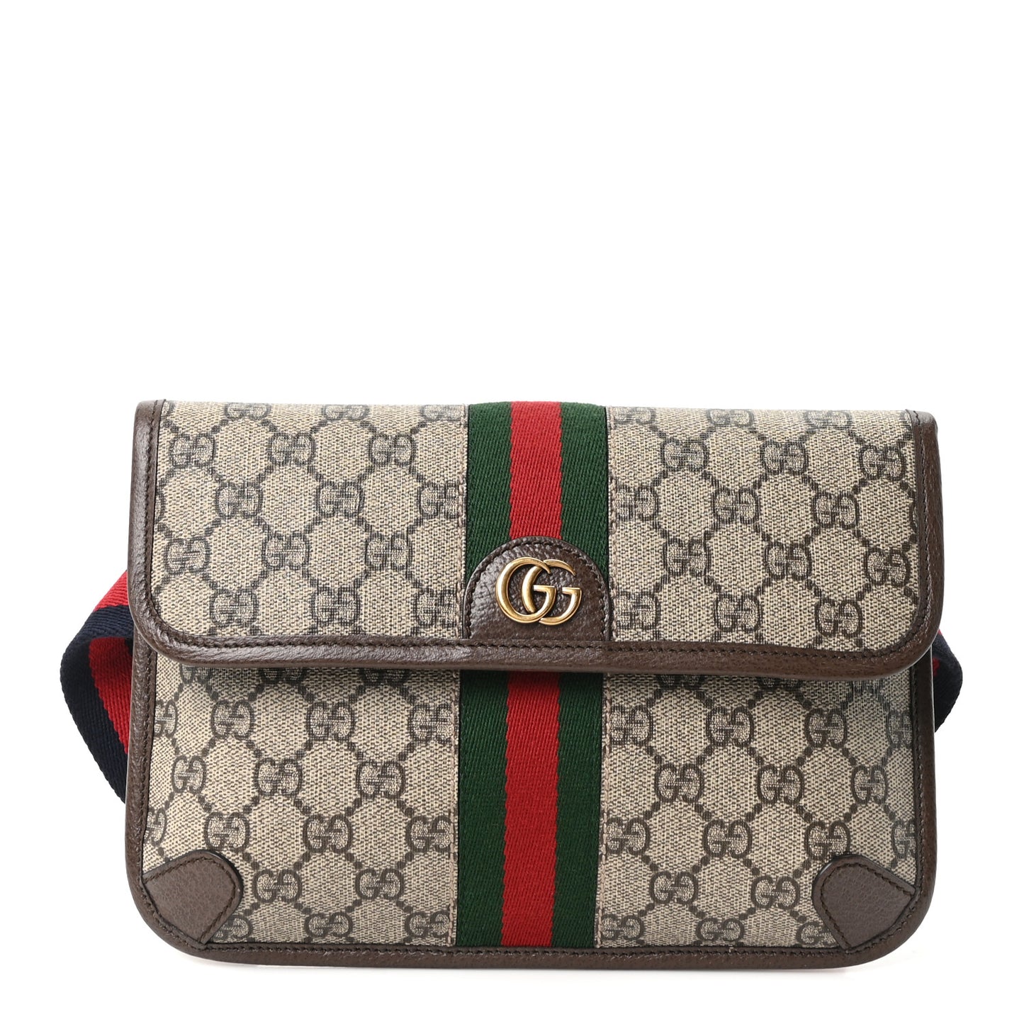 GG Supreme Monogram Web Small Ophidia Belt Bag Brown