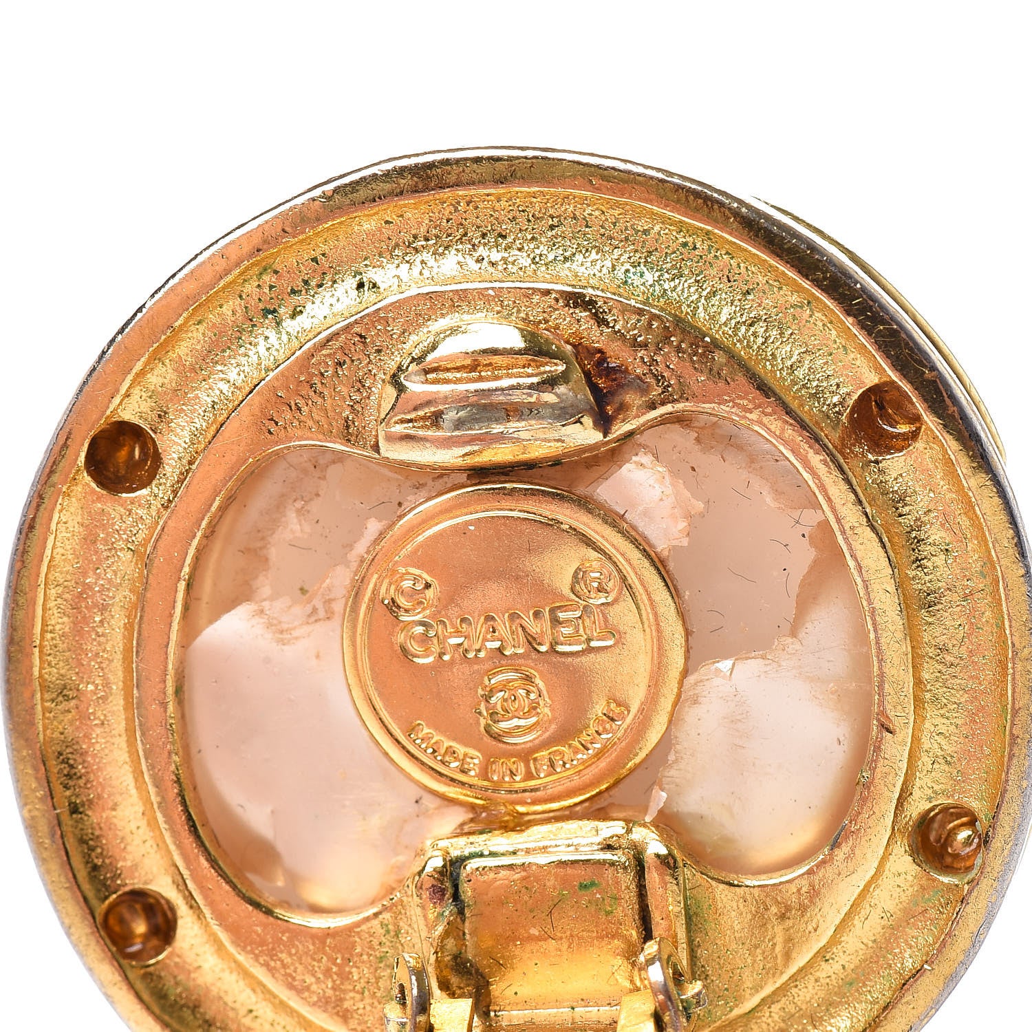 Chanel Pearl CC Clip On Earrings Gold 5 of 8