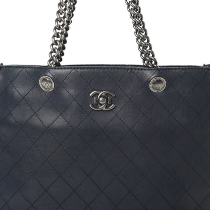 Chanel Calfskin Stitched Shopping Tote Blue 8 of 24
