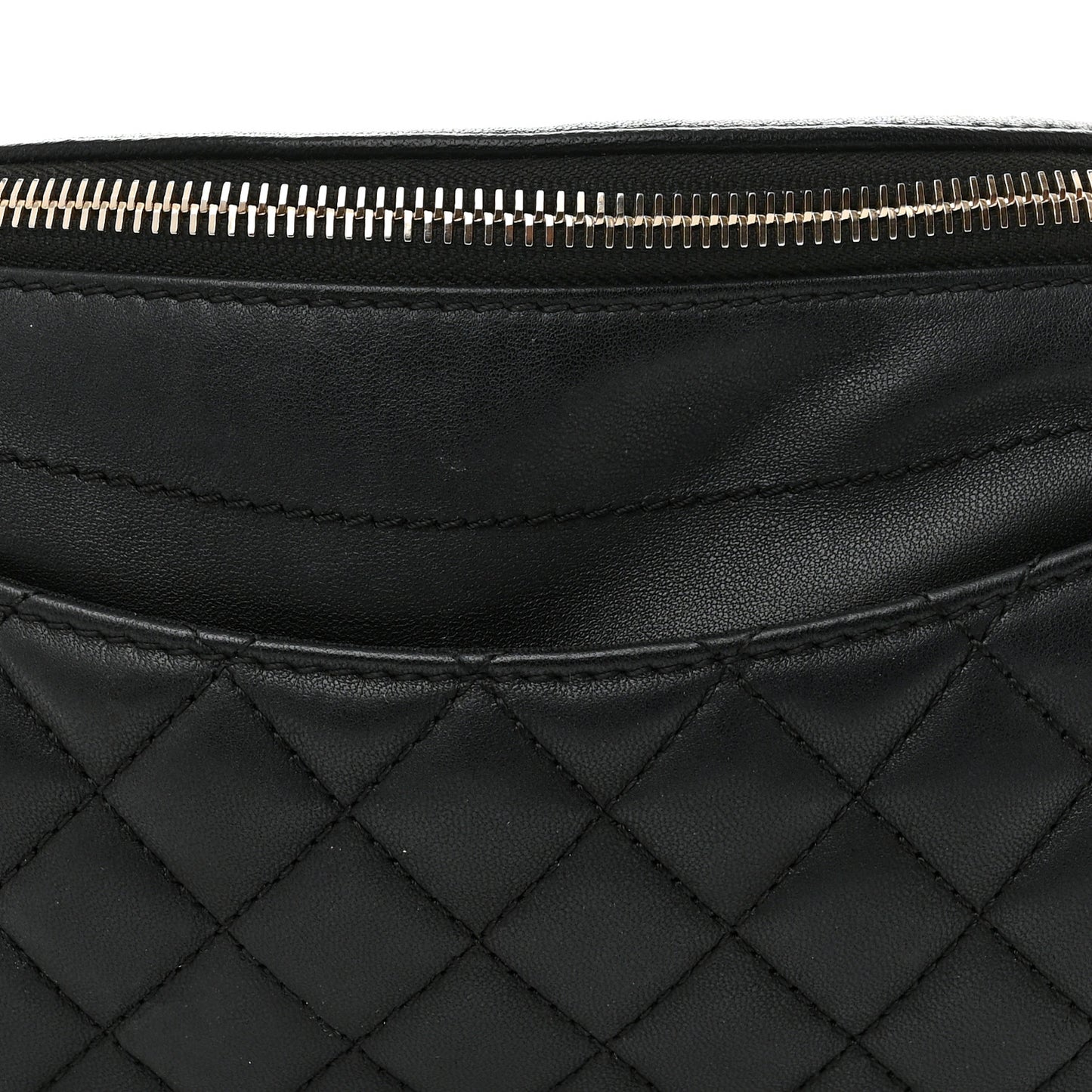 Lambskin Quilted Waist Bag Fanny Pack Black