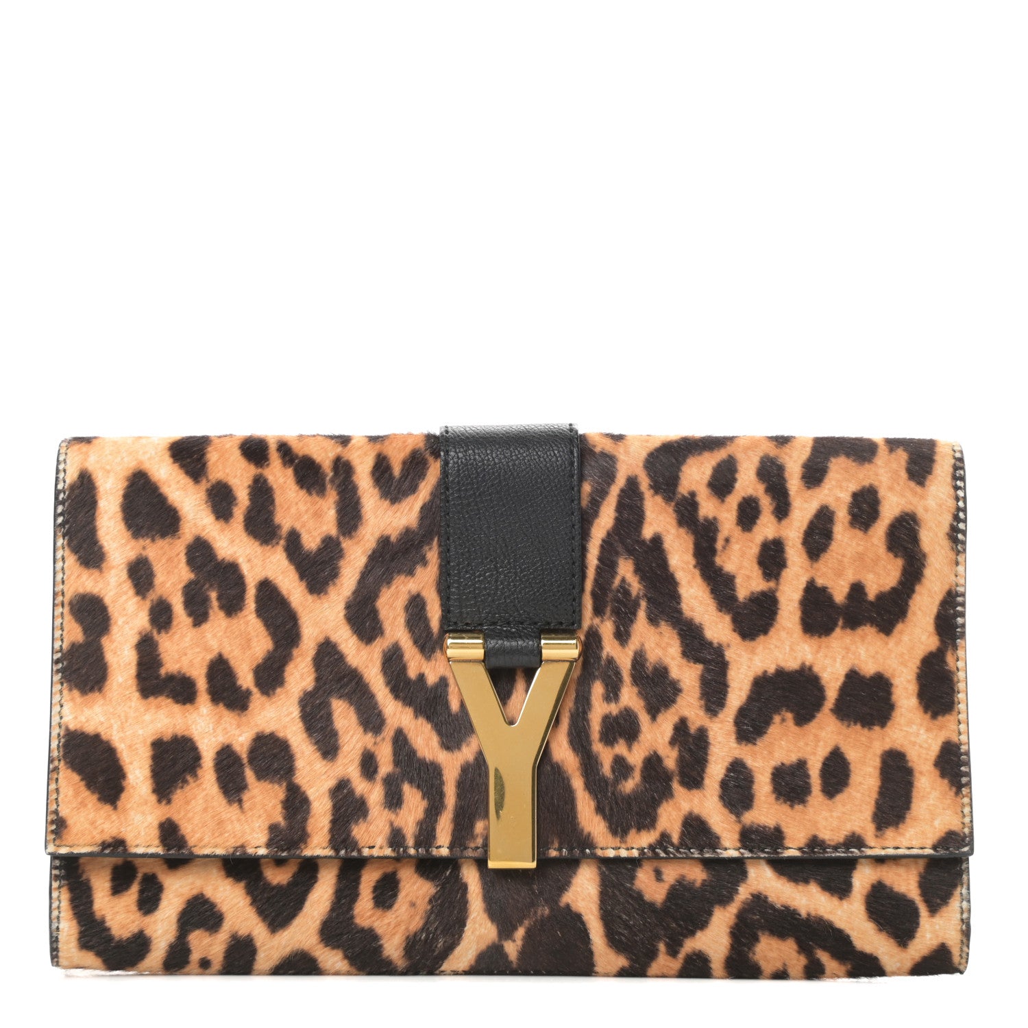 Saint Laurent Pony Hair Leopard Print Y Ligne Clutch 1 of 8