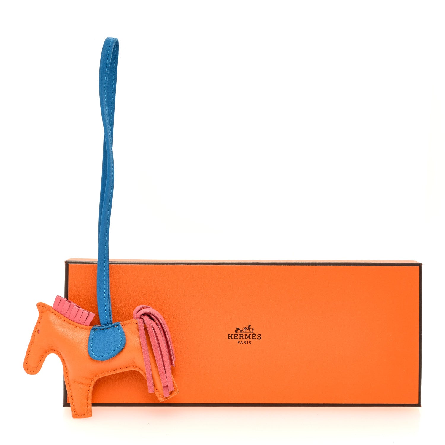 Hermes Milo Lambskin Grigri Rodeo Horse Bag Charm PM Poppy Bleu Zanzibar Rose Azalee 4 of 4