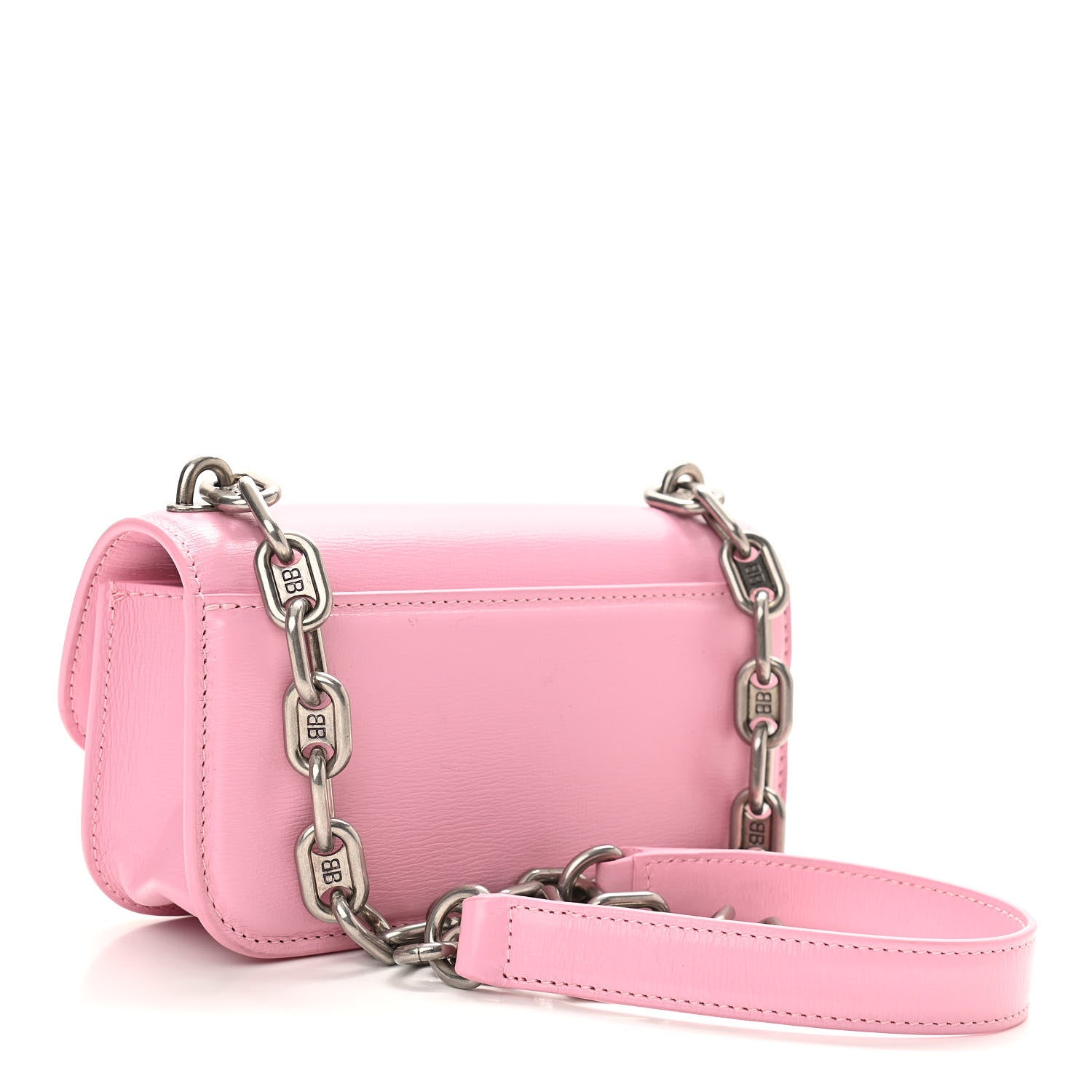 Balenciaga Calfskin Stripe Embossed Gossip Chain Bag XS Candy Pink 3 of 9