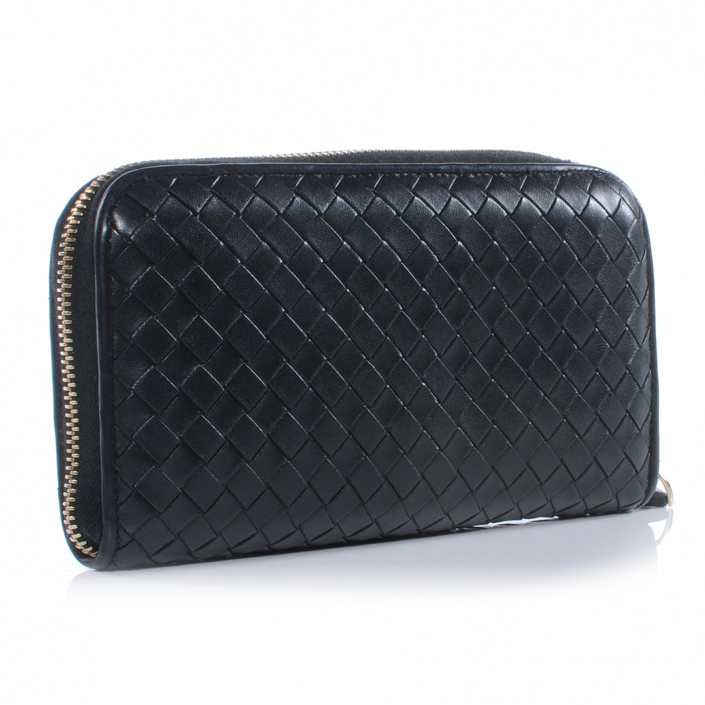 Nappa Intrecciato Zip Around Wallet Black