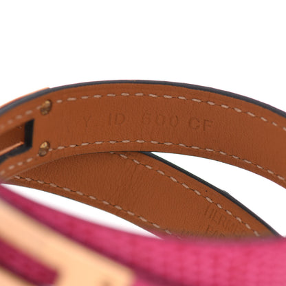 Hermes Shiny Alligator Lizard Kelly Double Tour Bracelet T3 Rose Mexico 4 of 4