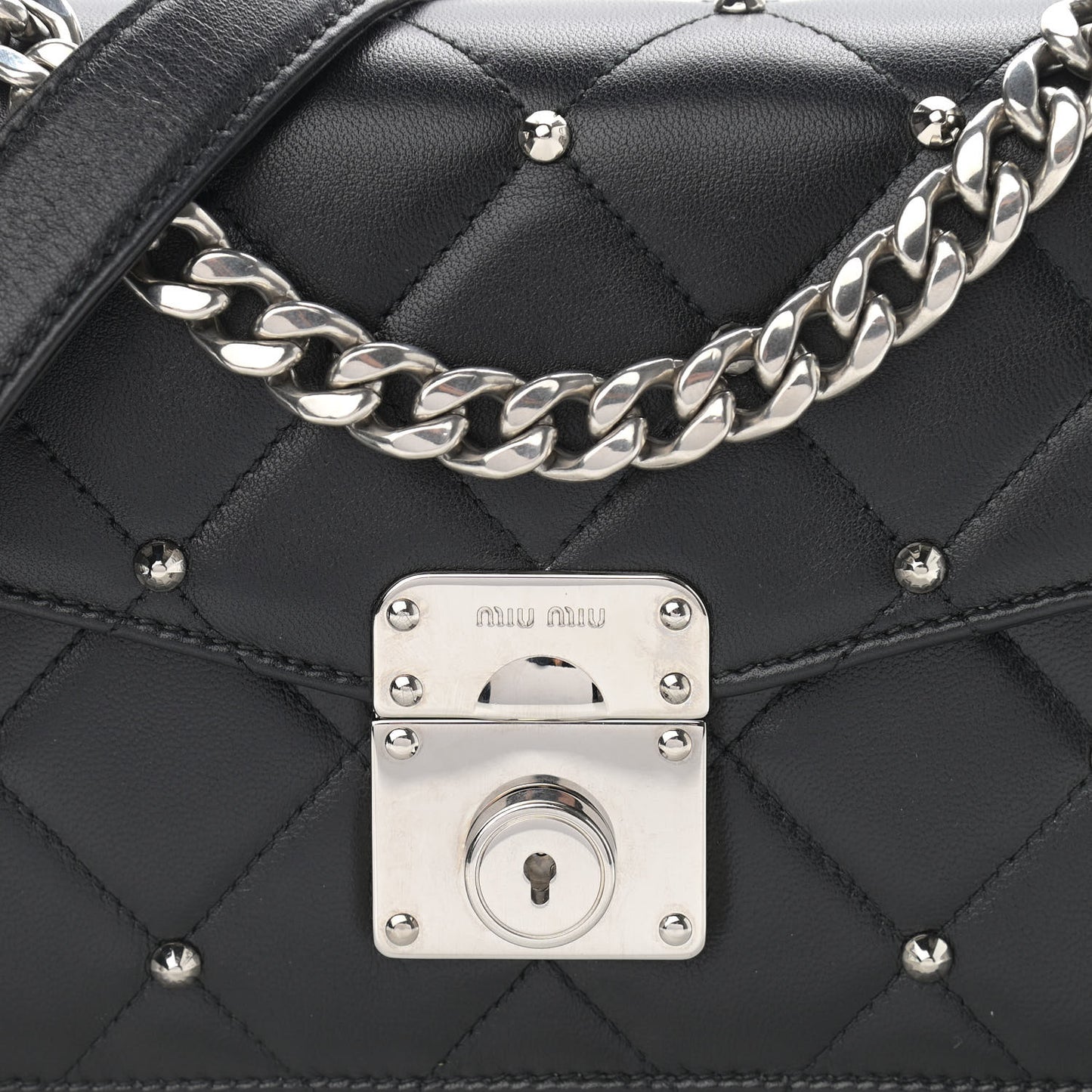 Pattina Nappa Crystal Studded Borchie Flap Bag Black