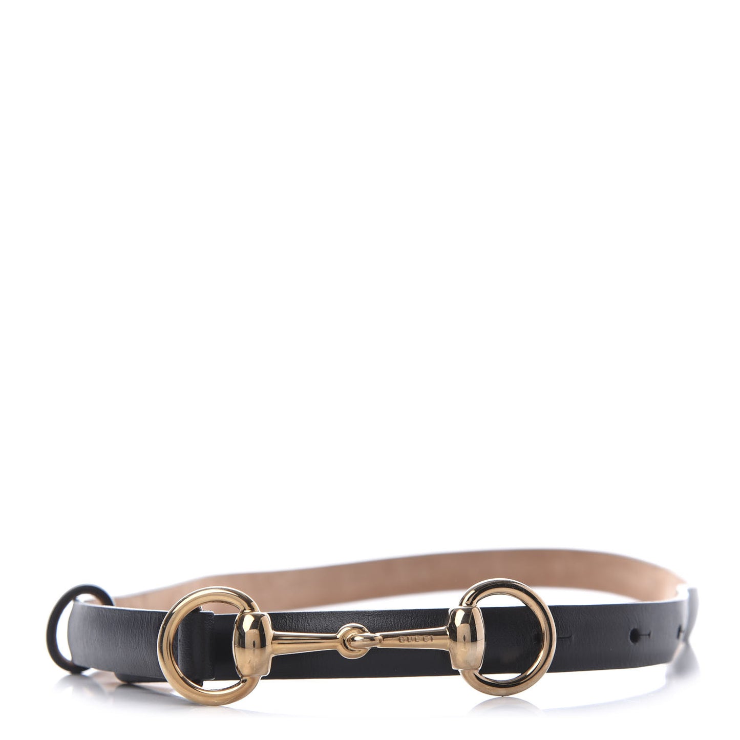 Calfskin Horsebit Skinny Belt 70 28 Black