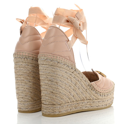 Gucci Nappa Matelasse GG Marmont Ankle Wrap Platform 35/120mm Espadrille Wedges 37.5 Skin Rose 4 of 14
