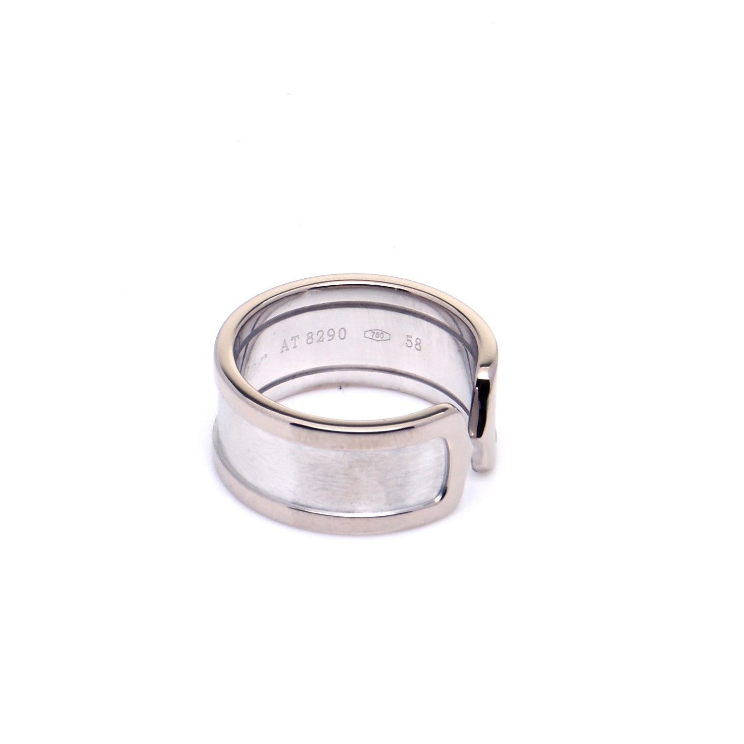 Cartier 18K White Gold 10mm Logo De Cartier Ring 58 8.5 4 of 7