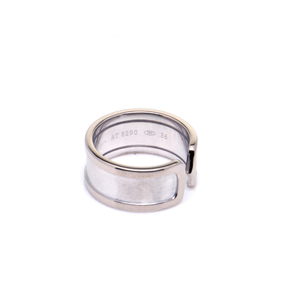 Cartier 18K White Gold 10mm Logo De Cartier Ring 58 8.5 4 of 7