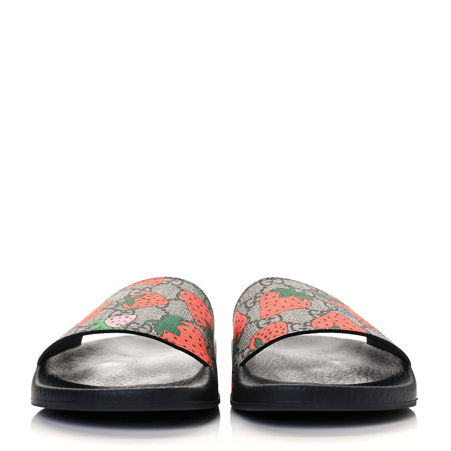 GG Supreme Monogram Strawberry Slide Sandals 37 Beige Multicolor