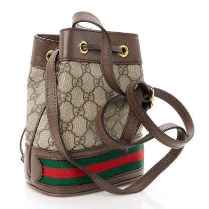 Gucci GG Supreme Monogram Web Mini Ophidia Bucket Bag Brown 3 of 10