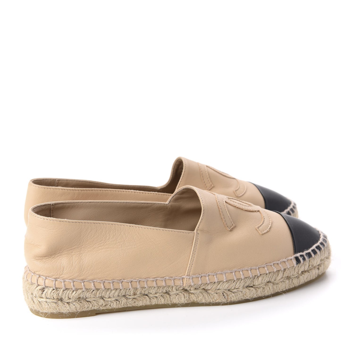 Lambskin CC Espadrilles 37 Beige Black