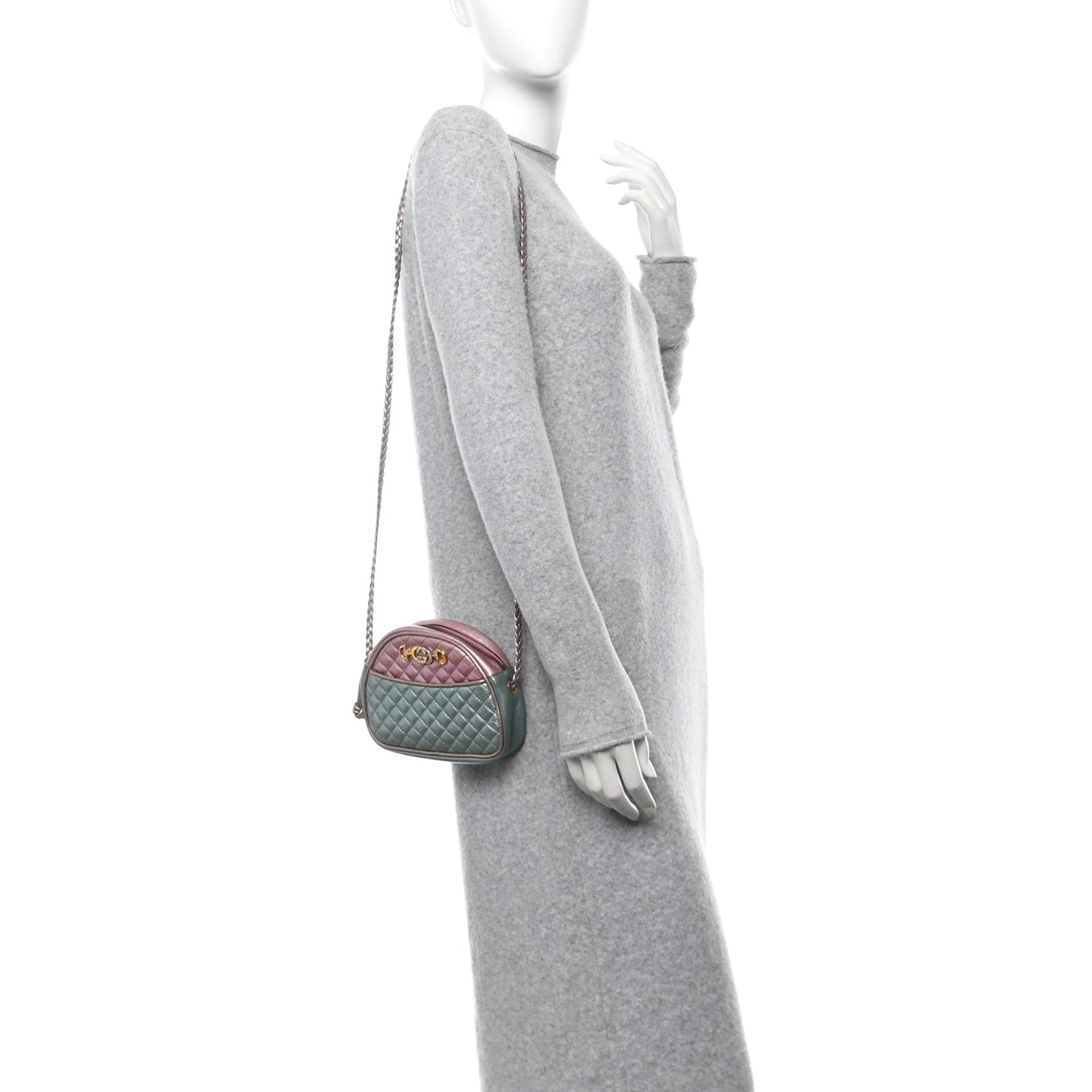 Laminated Nappa Trapuntata Mini Zumi Dome Shoulder Bag Rosa Lago Rame