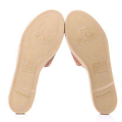 Gucci Nappa Matelasse GG Marmont Espadrille Slide Sandals 39 Cognac 7 of 11
