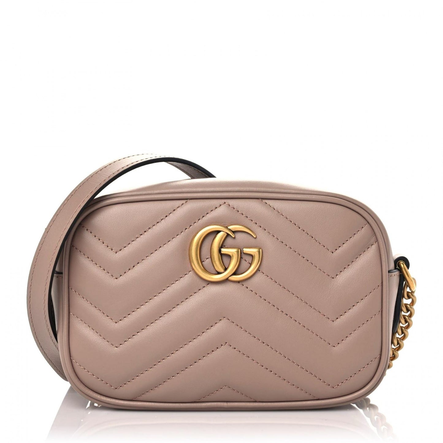 Calfskin Matelasse Mini GG Marmont Chain Shoulder Bag Porcelain Rose