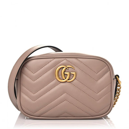 Gucci Calfskin Matelasse Mini GG Marmont Chain Shoulder Bag Porcelain Rose 1 of 9