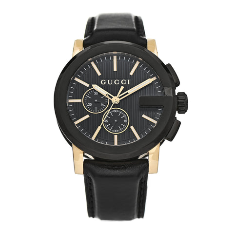 PVD Stainless Steel Calfskin 44mm G-Chrono Quartz Watch Black