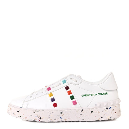 Valentino Garavani Vegan Leather Womens Rockstud Open for a Change Sneakers 36 White Multicolor 1 of 9