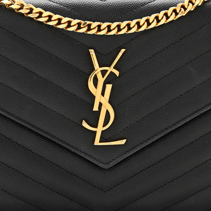 Saint Laurent Grain De Poudre Matelasse Chevron Monogram Chain Wallet Black 8 of 10
