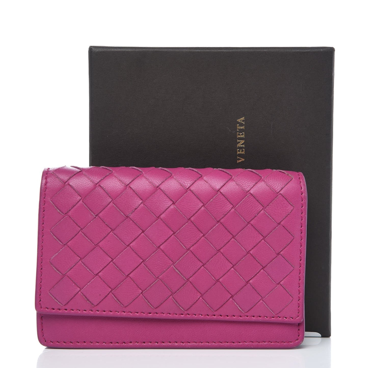 Nappa Intrecciato Card Holder Peony